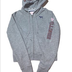 Pink Victoria Secret Illinois Zip Up Hoodie Sz L